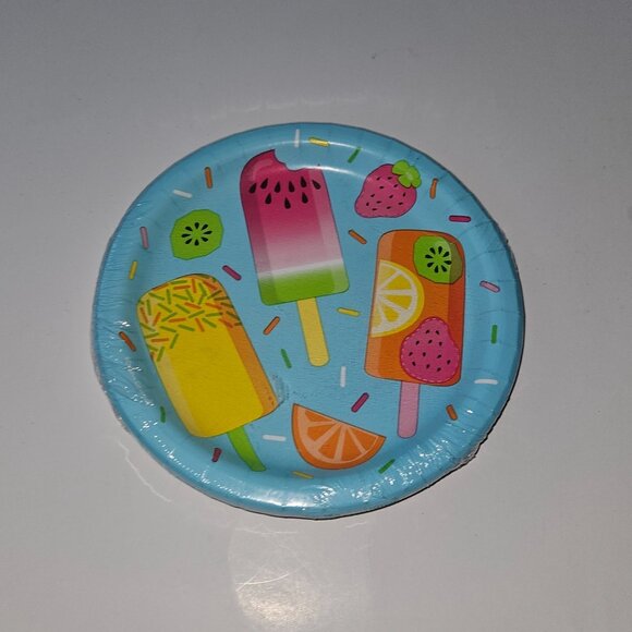 NEW 3 Pkgs Summer Paper Plates Lot Pineapple Popsicles Stars 4th July Picnic - Picture 2 of 11